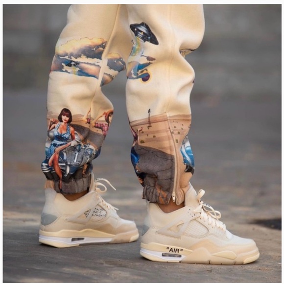 Stylish Cream Graphic Men Pants - Picture 5 of 6